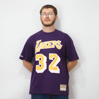 Camiseta NBA Oversized La Lakers Johnson 32 Roxo - Masculino