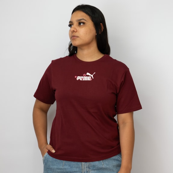 Camiseta Puma Essencial Nature 2.0 Relaxed Tee Vinho - Feminino
