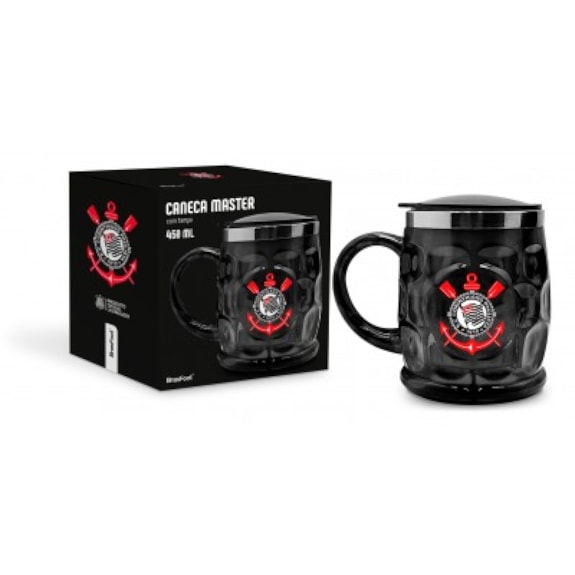 Caneca Corinthians Plástico Inox Master 450ml Oficial