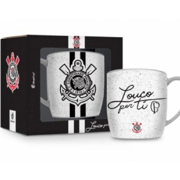 Caneca Corinthians Porcelana Urban 300ml Branca Oficial