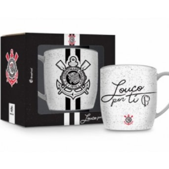 Caneca Corinthians Porcelana Urban 300ml Branca Oficial