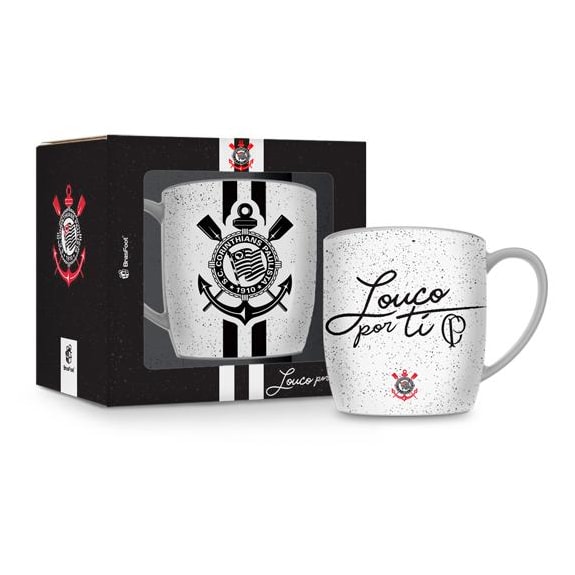 Caneca Corinthians Porcelana Urban 300ml Branca Oficial