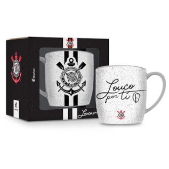 Caneca Corinthians Porcelana Urban 300ml Branca Oficial
