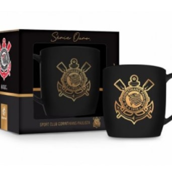 Caneca Corinthians Porcelana Urban 300ml Série Ouro Oficial