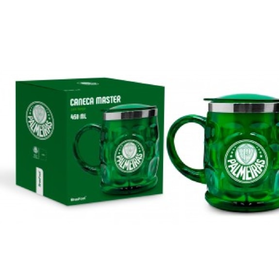 Caneca Palmeiras Plástico Inox Master 450ml Oficial