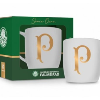 Caneca Palmeiras Porcelana Urban 300ml Série Ouro Oficial