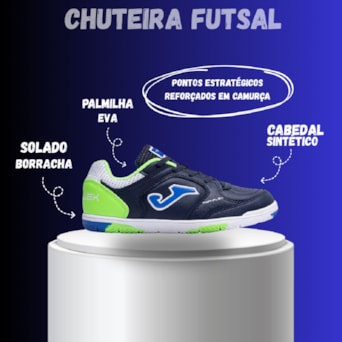 Chuteira Futsal Joma Top Flex Azul/Verde - Infantil