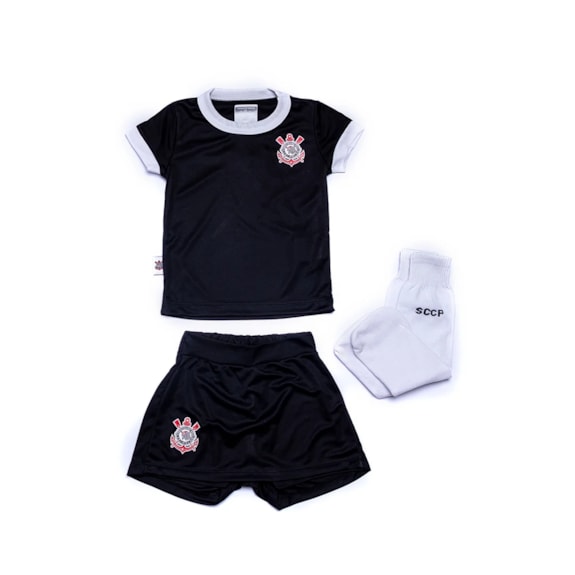Conjunto Corinthians Artilheiro - Camisa + Shorts + Meião - Infantil