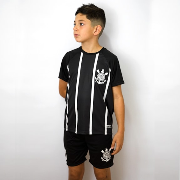 Conjunto Corinthians Camisa + Shorts Recortes Número 10 - Infantil