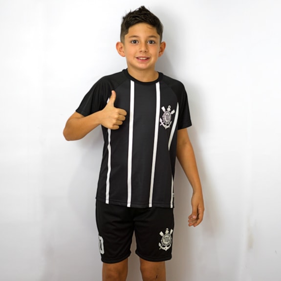 Conjunto Corinthians Camisa + Shorts Recortes Número 10 - Infantil