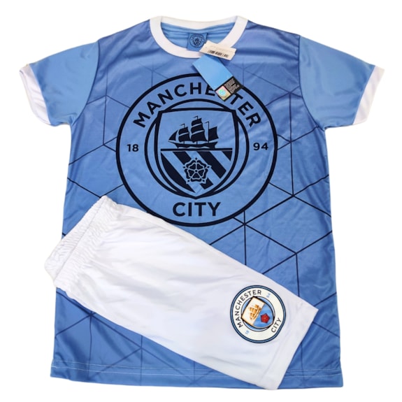 Conjunto Manchester City Símbolo - Camisa + Bermuda - Infantil