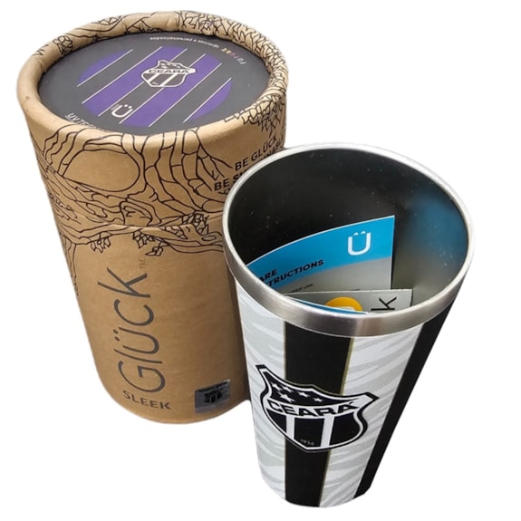 Copo Térmico Ceará 473ml Gluck Licenciado Cor:Preto/Branco;Tamanho: Único