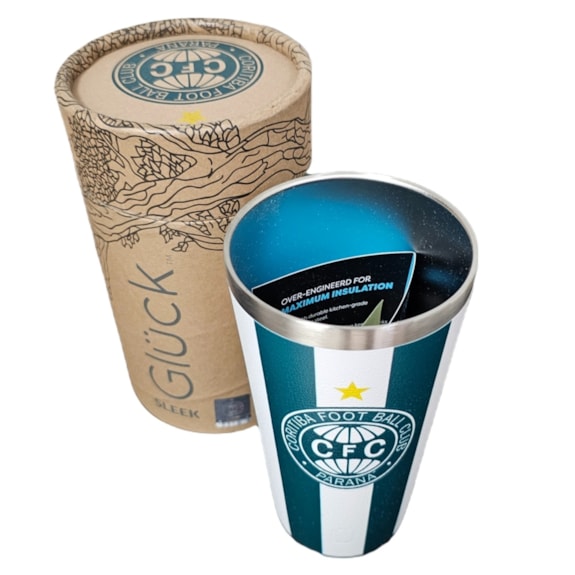 Copo Térmico Coritiba 473ml Gluck Licenciado Cor:Verde/Branco;Tamanho:Único