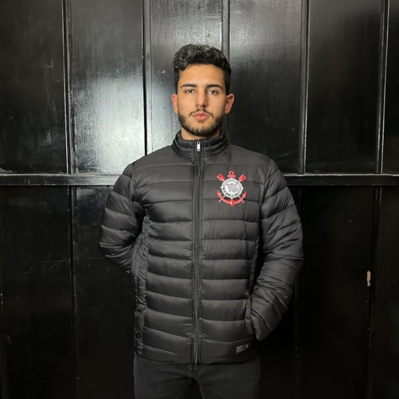 Jaqueta Corinthians Puffer Símbolo Preta - Masculino