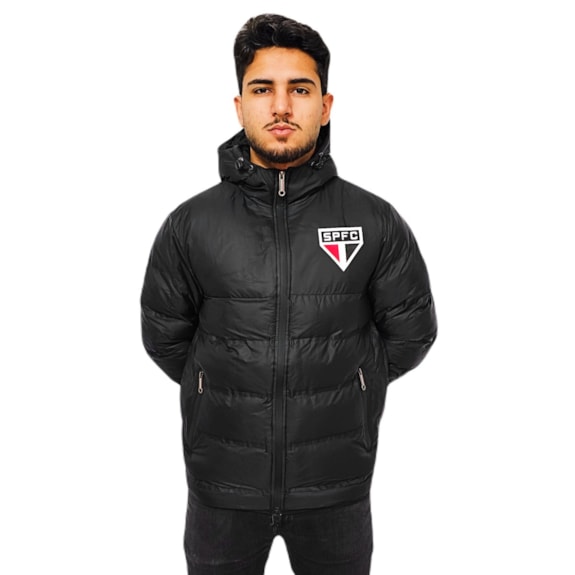 Jaqueta São Paulo Puffer Símbolo Com Capuz -  Masculino