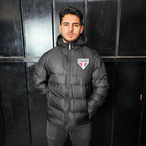Jaqueta São Paulo Puffer Símbolo Com Capuz -  Masculino
