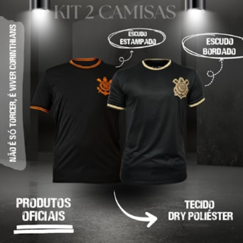 Kit 2 Camisa Corinthians Laranja + Símbolo Gold - Masculino