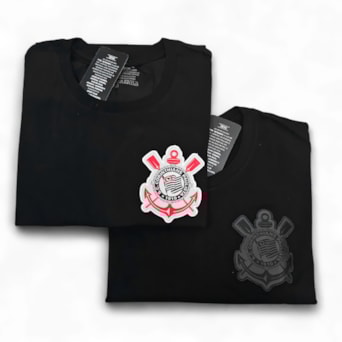 Kit 2 Camisas Corinthians Algodão Bordado - Masculino