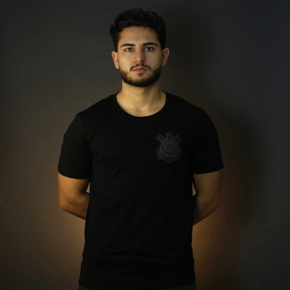 Kit 2 Camisas Corinthians All Black Algodão Bordado - Masculino