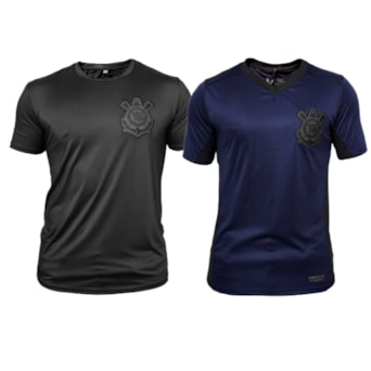 Kit 2 Camisas Corinthians All Black + Fitness Casual - Masculino