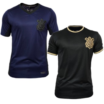 Kit 2 Camisas Corinthians Símbolo Gold + Roxo Fitness - Masculino