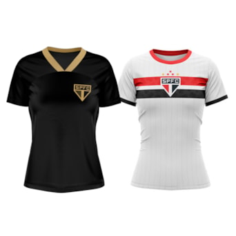 Kit 2 Camisas São Paulo Stencil + Princípio Gold - Feminino