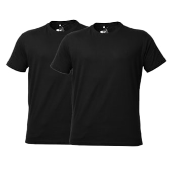 Kit 2 Camisetas Casuais Algodão Bordado Preto - Masculino