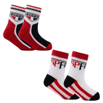 Kit 2 Pares De Meia São Paulo Rikam Símbolo SPFC - Infantil