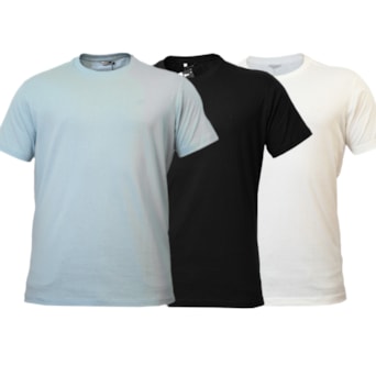Kit 3 Camisetas Casuais Algodão Bordado - Masculino