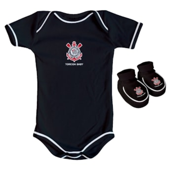 Kit Body + Pantufa Corinthians Torcida Baby - Infantil