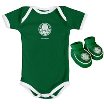 Kit Body + Pantufa Palmeiras Torcida Baby Oficial - Infantil