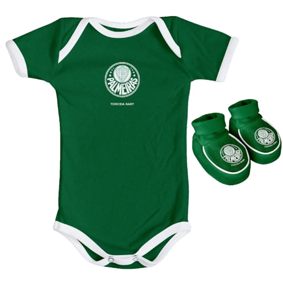Kit Body + Pantufa Palmeiras Torcida Baby Oficial - Infantil
