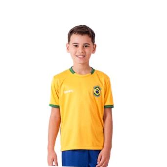 Kit Brasil Mini Craque Canarinho - Camisa + Shorts - Infantil