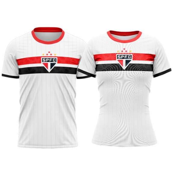 Kit Casal São Paulo Camisa Stencil + Baby Look Stencil