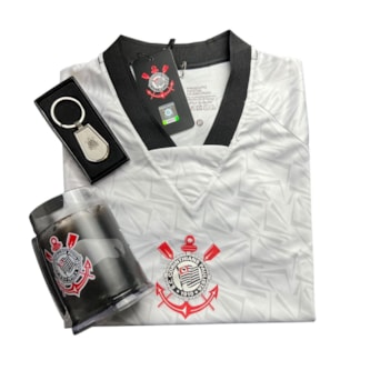 Kit Corinthians Camisa Baby Look + Caneca + Chaveiro Brasão - Feminino
