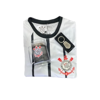 Kit Corinthians Camisa Raglan + Caneca + Chaveiro - Masculino
