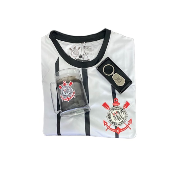 Kit Corinthians Camisa Raglan + Caneca + Chaveiro - Masculino