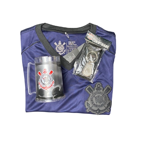 Kit Corinthians Camisa Roxo Fitness + Caneca + Chaveiro - Masculino