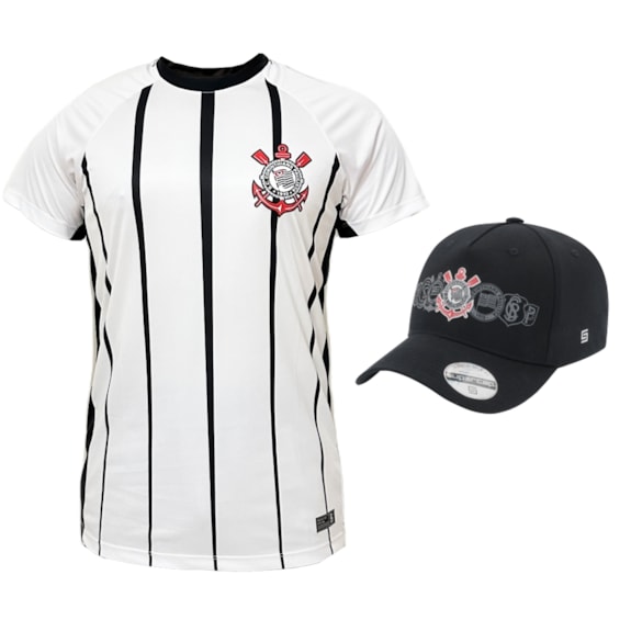Kit Corinthians Oficial  - Camisa Raglan + Boné Símbolos - Masculino