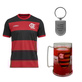 Kit Flamengo Camisa Emoção + Caneca + Chaveiro Brasão - Masculino