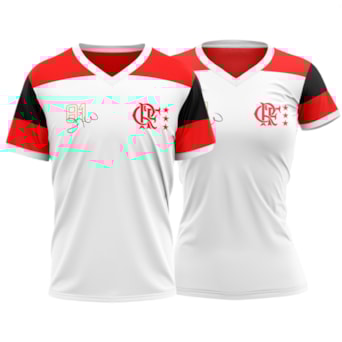 Kit Flamengo Casal Retro Zico Branco Oficial - Camisa + Baby Look