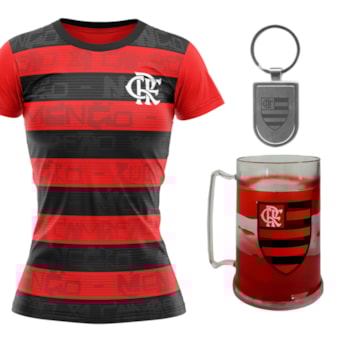 Kit Flamengo Oficial - Camisa Shout + Chaveiro + Caneca - Feminina