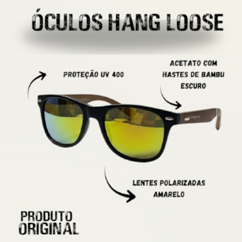 Óculos De Sol Hang Loose Bambu Escuro Espelhado Original