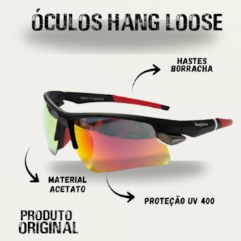 Óculos De Sol Hang Loose Esportivo Espelhado Vermelho Original