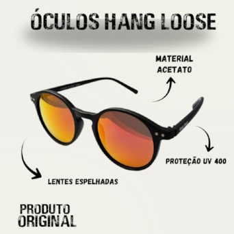 Óculos De Sol Hang Loose Redondo Espelhado Vermelho Original