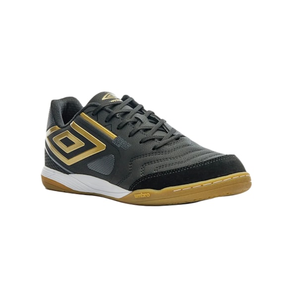 Tênis Futsal Umbro Pro 5 Club Bump Preto e Dourado - Adulto